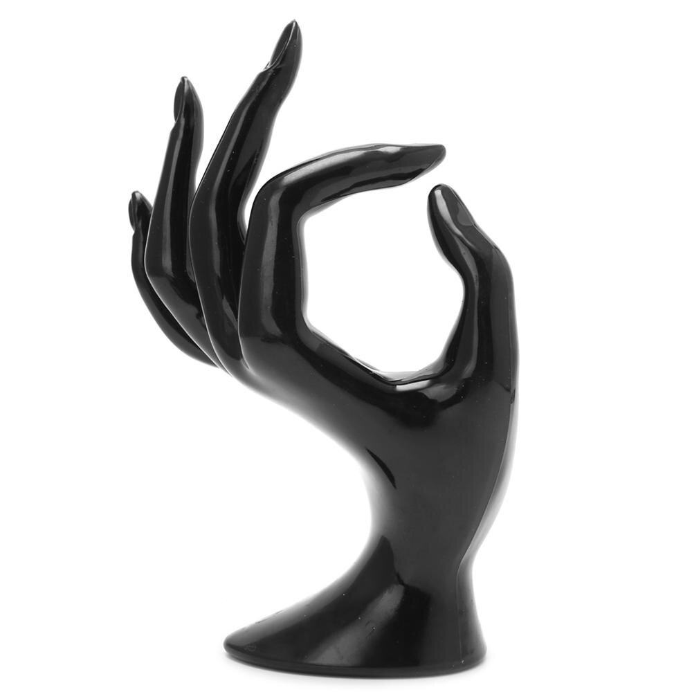 Javrik Mannequin Ok Hand Vinger Handschoen Ring Armband Sieraden Display Standhouder Zwart/Wit/Roze/Transparant: Black