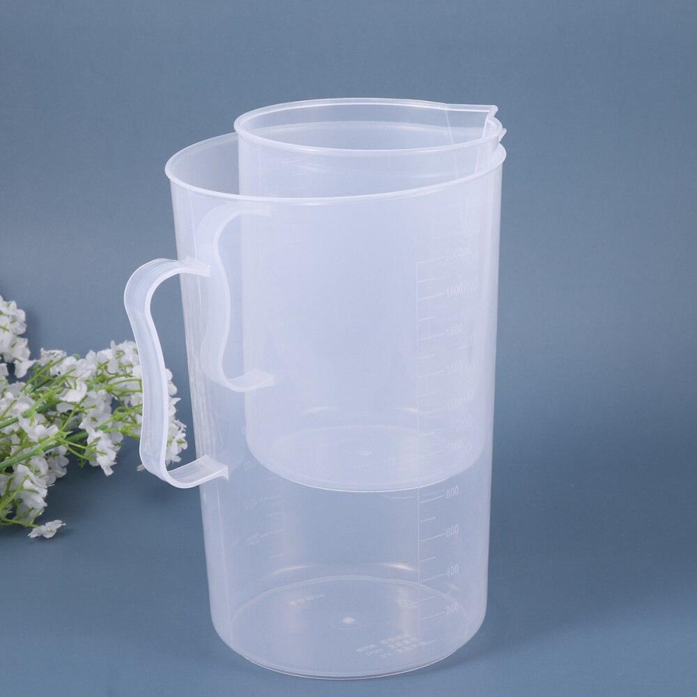 2pcs Measuring Pitcher with Handle Clear Graduated Cups Large Capacity Measuring Beaker for Kitchen (1000ml+2000ml)