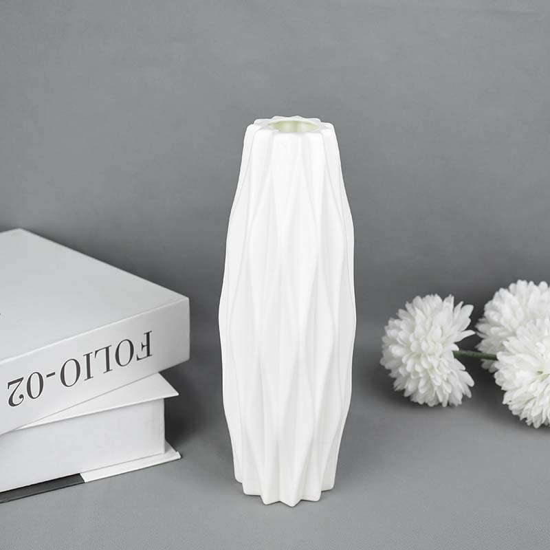 Modern Flower Vase White Pink Blue Plastic Vase Flower Pot Basket Nordic Home Living Room Decoration Ornament Flower Arrangement: Yellow