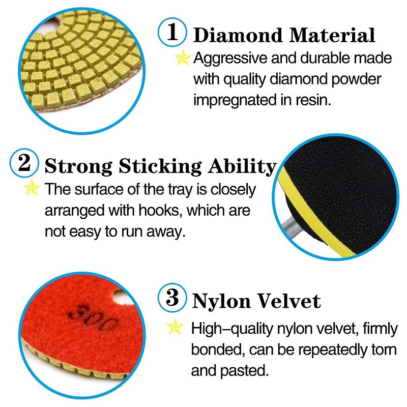 12Pcs 3 Inch Diamant Polijsten Set Nat/Droog Polijsten Kit Voor Graniet Stone Beton Marmer Floor Grinder polijstmachine