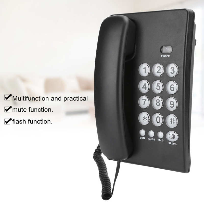 mini telephone KX-T504 Portable Family Business Office Fixed Landline Mute Function Telephone ABS Black