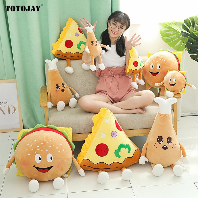 Niedlichen Cartoon Plüsch Hamburger Französisch Frites Huhn Bein Spielzeug Gefüllte Lebensmittel Popcorn Pizza Kissen Kissen Kinder Spielzeug Geburtstag