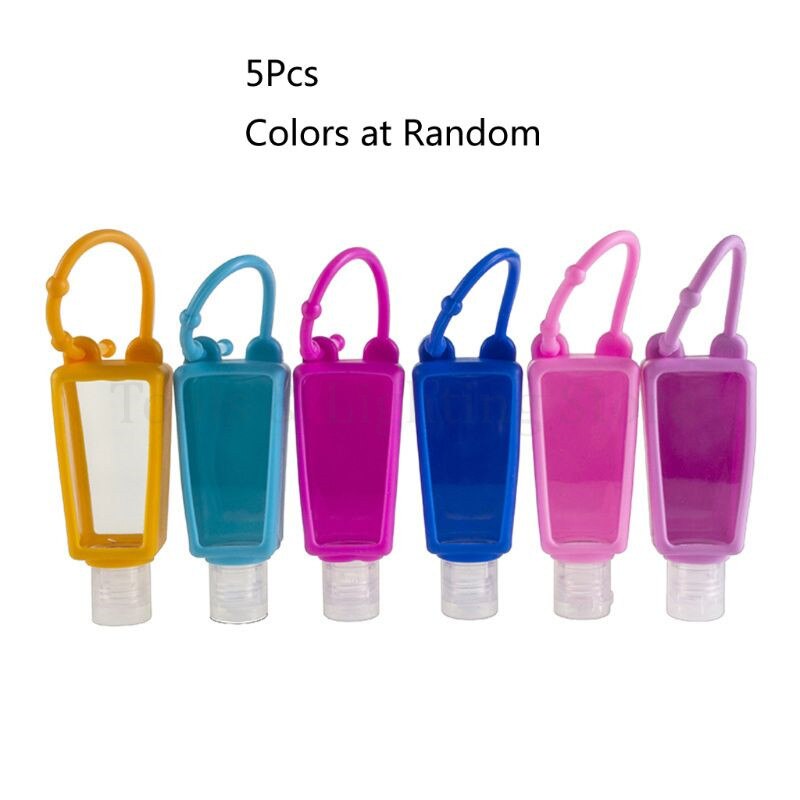 5Pcs 30ml Silicone Travel Bottles Silicone Refillable Squeezable Container Bottles Empty Keychain Carrier