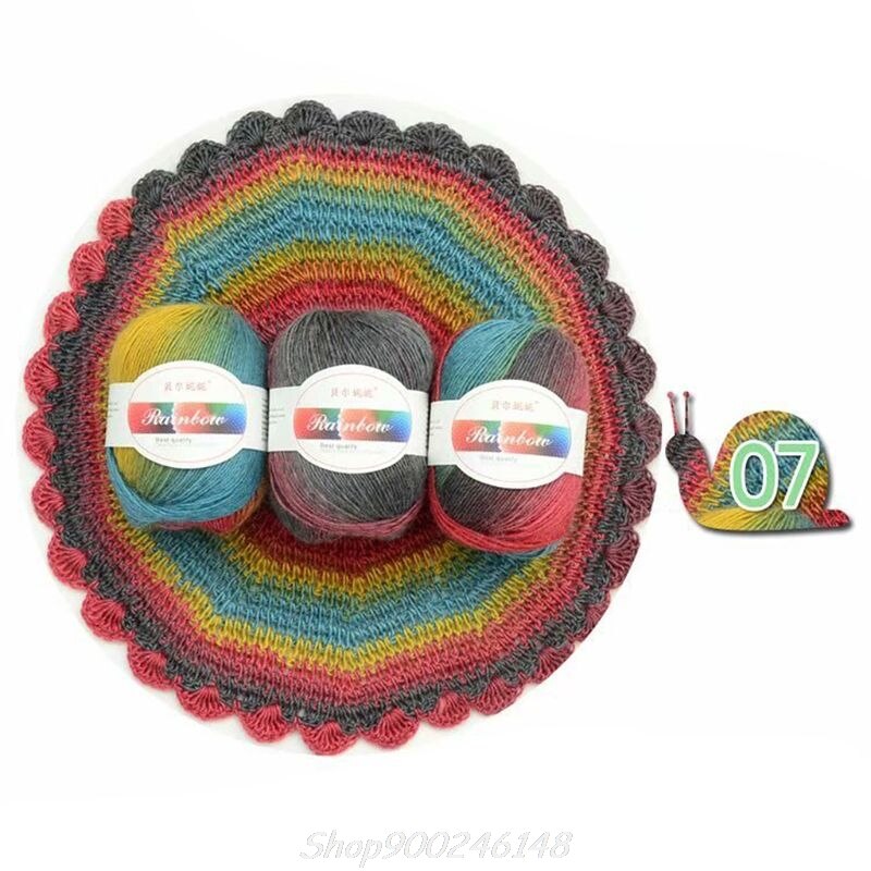 Soft Worsted Yarn Rainbow Gradient Colors DIY Baby Knitting Wool Shawl Scarf Sweater Crochet Thread Supplies Jy16 20: 7