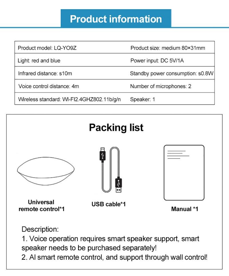 Smart Wifi Sensor Remote Control Tuya Wireless App Remote Control Smart Sensor Remote Control Infrared Universal Remote Controll