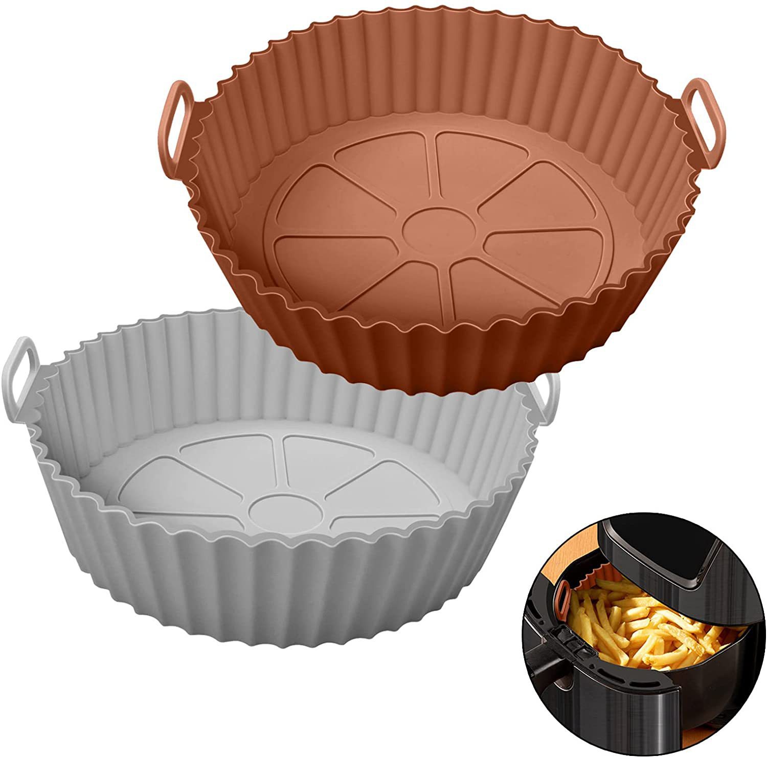Siliconen mal voor luchtfriteuse Pot Luchtfriteuse Siliconen mand Dikker oven Bakplaat Gebakken kip Pizza Luchtfriteuseaccessoires