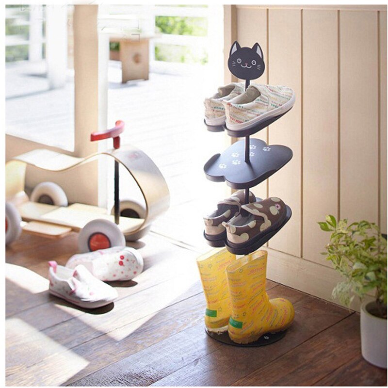 Cartoon dieren stereo kinderen schoen rack console schoen organisator frame verticale schoenenrek 67 cm