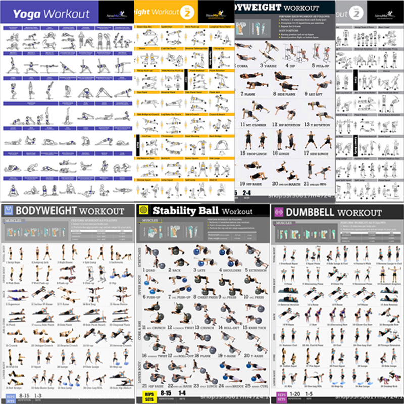 Affiches de gymnastique pour la décoration de la maison, affiche d'entraînement, peintures murales d'entraînement de fitness, équipement d'exercice, BarHavana, musculation, affiche de yoga