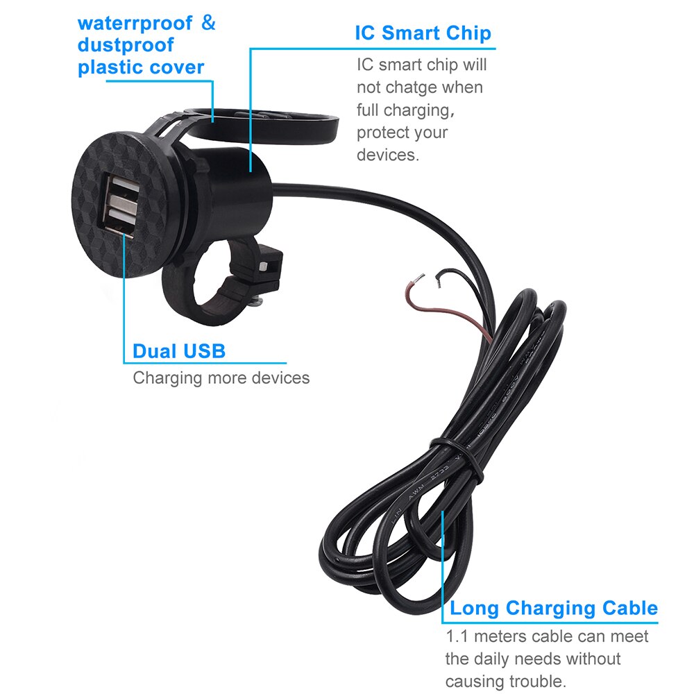 Dual Usb Fast Charger Met Schakelaar Stopcontact Adapter Waterdichte Dual Usb-poorten Voor Marine Rv Motorfiets Truck