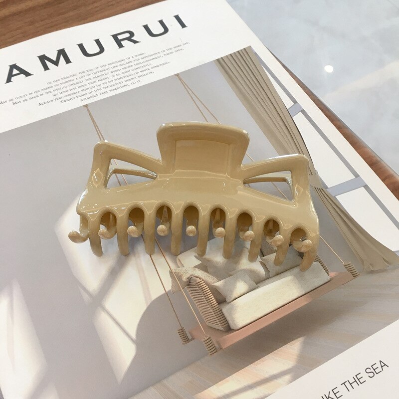 Huanzhi 2020 elegante grande resina multicolorido hairpins banho de cabelo captura tubarão clip para meninas acessórios de cabelo estilo de cabelo fazer: H-11x5.5cm