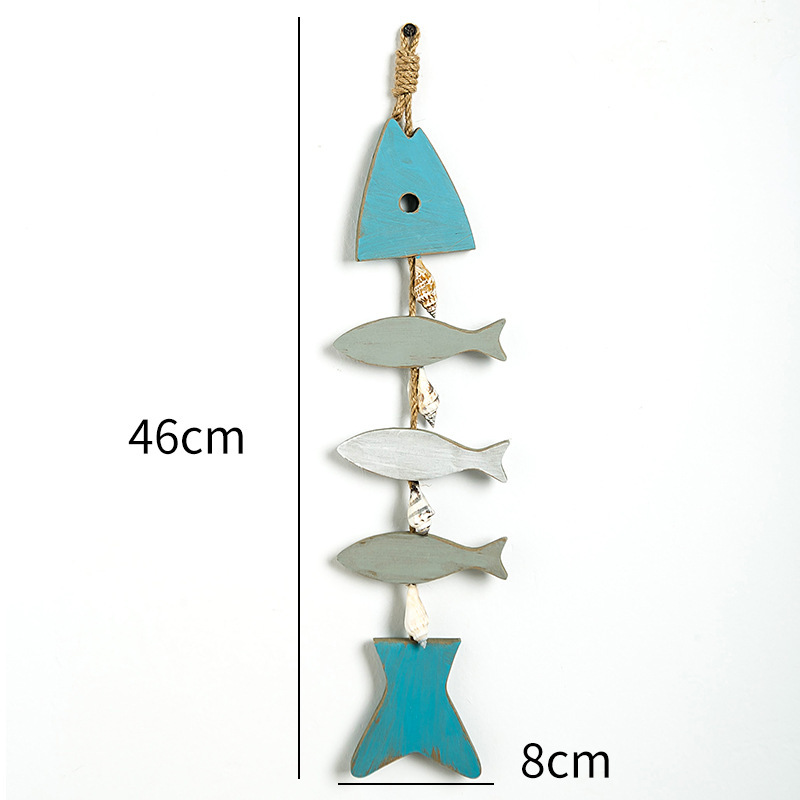 Nautisk trä fisksnöre hänge naturlig sjöstjärna skal ankare delfin fingerling sträng trä kombination hem strand inredning: N06