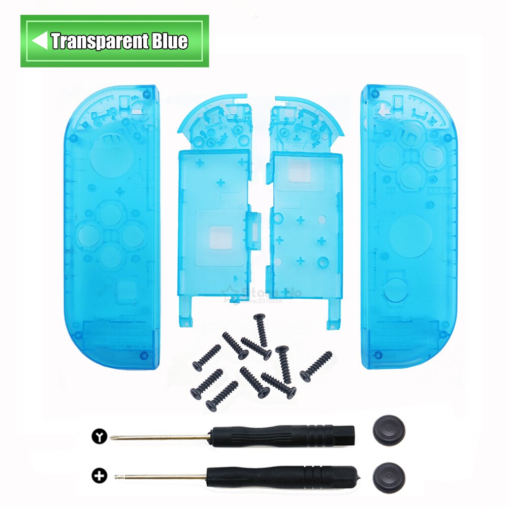 Housing Shell Case Cover for Nintend Switch NS NX Joy Con Controller Replacement Repair Accessories w Middle Frame + Tools: Transparent Blue