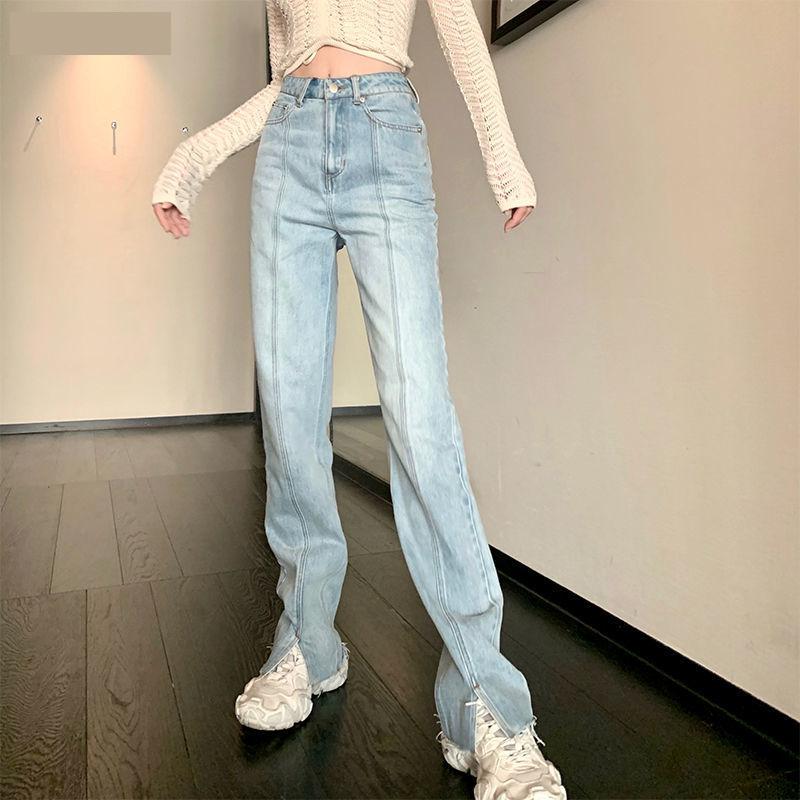 Jean taille haute pour Femme, coupe droite, Slim, Chic, va avec tout, pantalon pour Femme, collège, quotidien, adolescent, décontracté, Denim