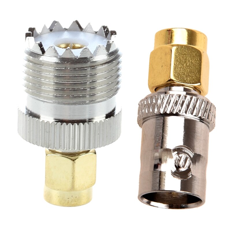 Gull tone sma hann til sølv tone bnc hunnkontakt adapter & uhf so -239 f til sma m hunn/han rett koaksial kobling ada