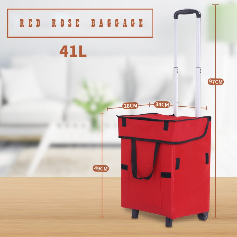 B-LIFE Shopping Cart Super Loading Grocery Foldable Cart with Extra Large Shopping Bag Laundry Utility Cart Bonus Adjustable: Blue