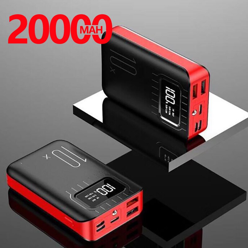 Mini Power Bank 20000Mah 3 Inputssmall Poverbank Dubbele Usb Voor Iphone Samsung Xiaomi Digitale Display Externe Draagbare Oplader