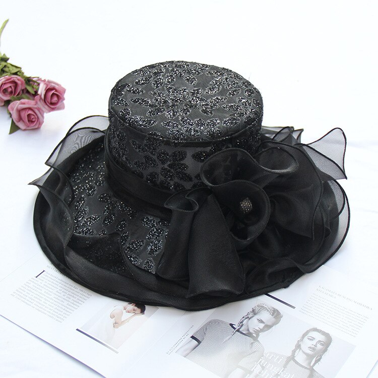 Chapeau de mariage paillettes chapeau mariage femme facinator chapeaux or noir pour les femmes chapeau de mariée accessoires de mariage: Black