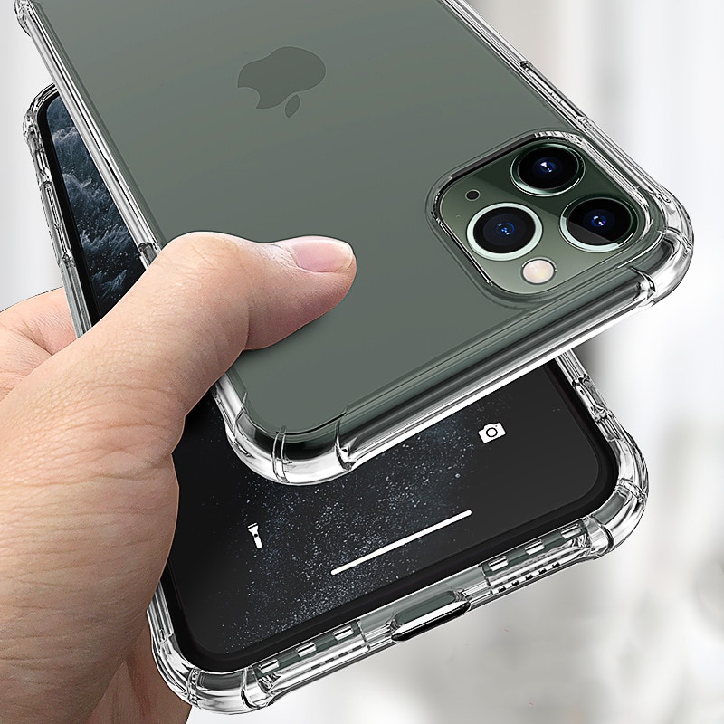 Transparent Shockproof Soft Silicone Case for iPhone 12 11 Pro Max X XR XS 8 7 6 6S Plus SE Case 360 Silicone Protect Cover