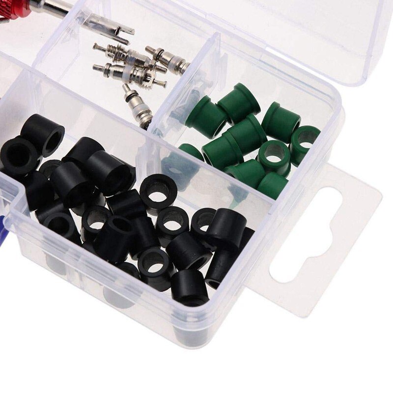 71 Pz Aria Condizionata Valvola A/C Repair Tool 10Pcs Value Cores + 50Pcs Guarnizioni Tubo Flessibile + 10Pcs Valori - 2