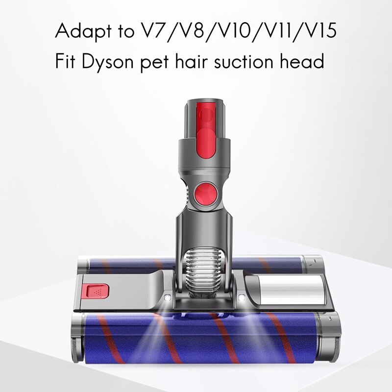 Gorąco!-dla odkurzacz Dyson V7 V8 V10 V11 V15 uniwersalny z miękkiego aksamitu dwurzędowy szczotka rolkowa z lampą szczotka podłogowa