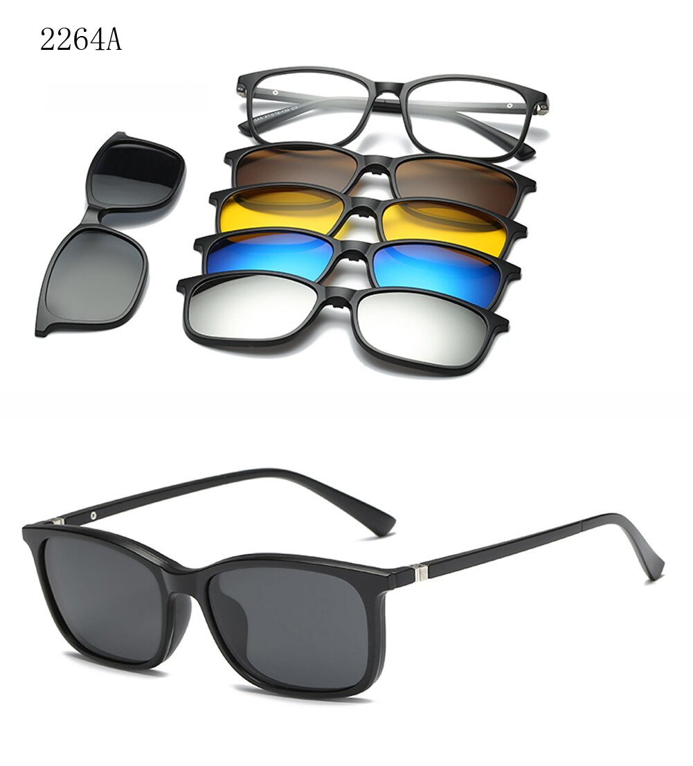 RUISIMO 5 lenes Magnet Sonnenbrille Clip Gespiegelt Clip auf Sonnenbrille clip auf gläser Männer Polarisierte Nach Rezept Myopie: CT2264A
