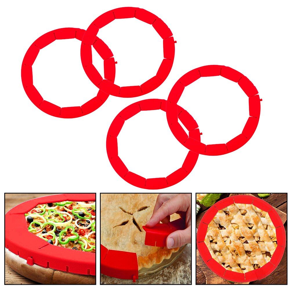 4 Stks/set Siliconen Pie Crust Shield Verstelbare Bakken Korst Taart Pizza Protector Keuken Tool Voor Bakken