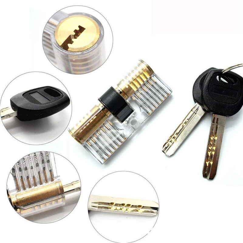 Practice Transparent Lock Pick Visible Training Skill Cutaway Inside Copper Padlock Tool For Locksmith