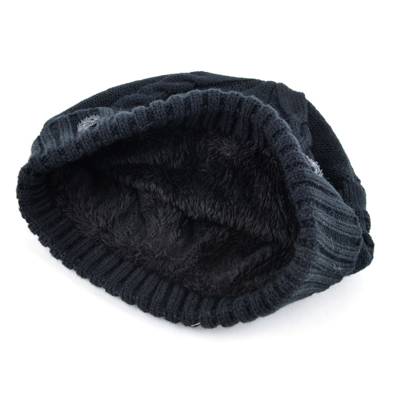 Super kule hodeskalle mønster luer for menn strikket ull pluss fløyels bein ensfarget hip-hop lue vinter dame lue gorro cap