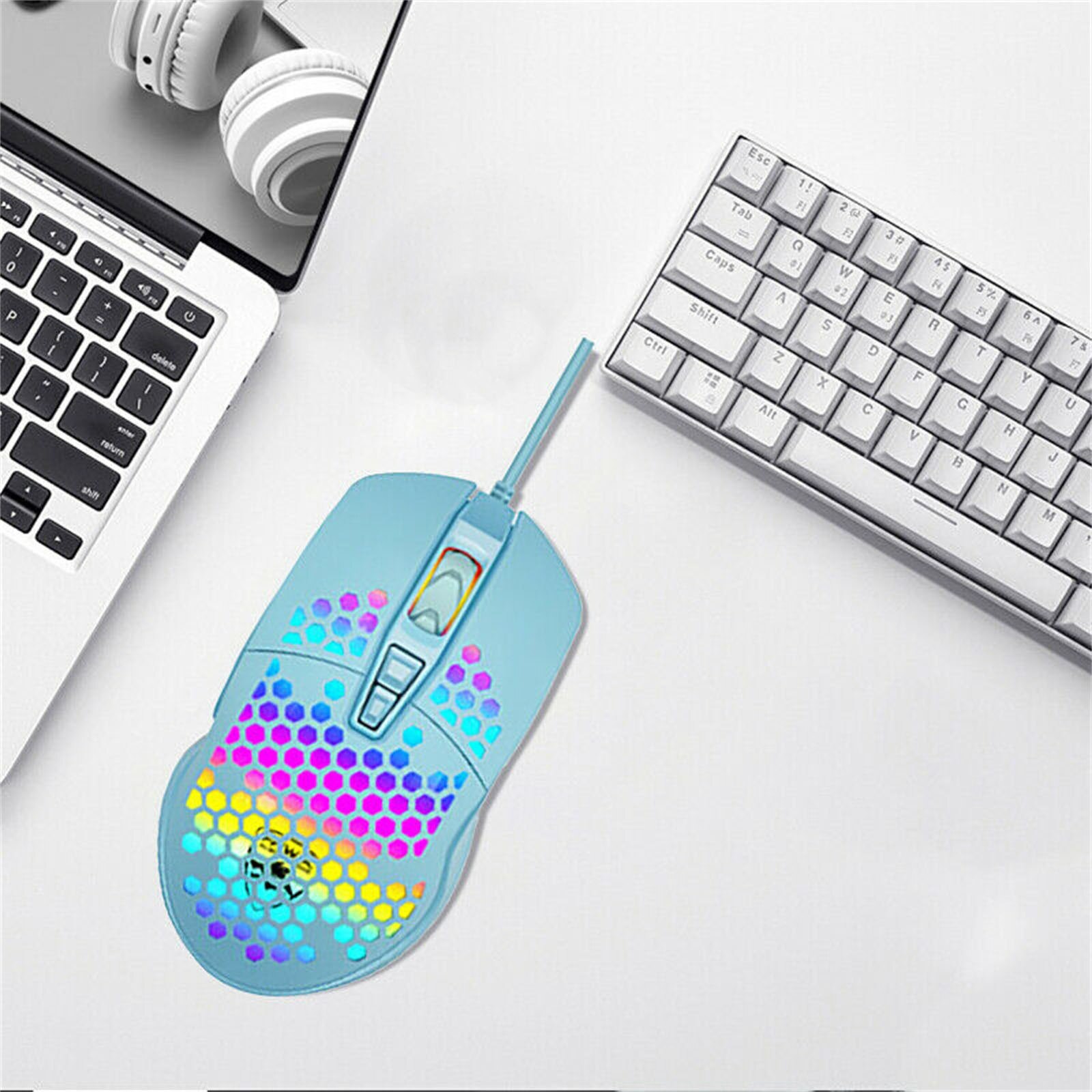 Gaming Mice Mouse 6400 DPI USB RGB Flowing Backlit Light Wired Laptop Compute USB Photoelectric PC Mice Luminous Mouse Colorful