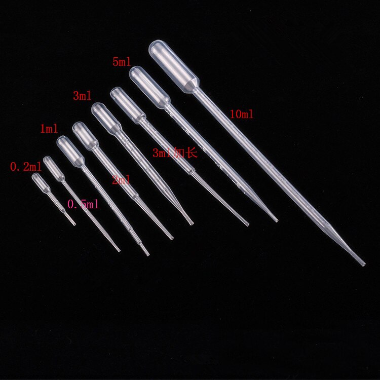 50 stks/partij 0.2/0.5/1/2/3/5/10/Pasteurpipet Makeup Tools laboratorium Wegwerp Afgestudeerd Pasteurpipet Polyethyleen Dropper
