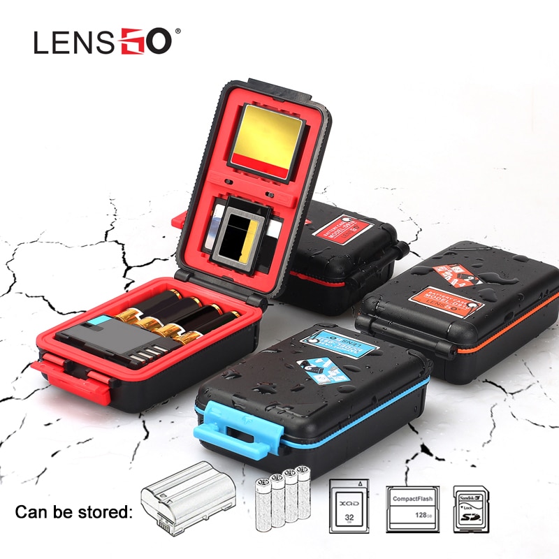 LENSGO D910 Camera Batterij Case Waterdichte SD CF XQD Geheugenkaart Opbergdoos AA batterij Organizer Voor 2 Camera Batterijen houder