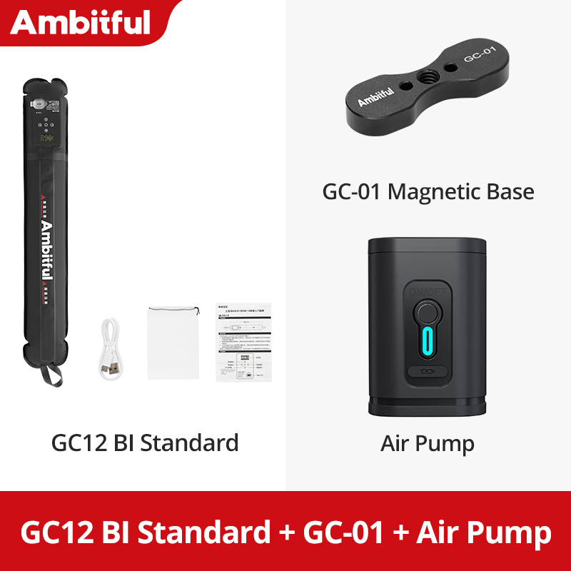 Ambitful GC12 Gold Crow 12 flexibele fotografieverlichting luchtlicht 2700K-6500K draagbare LED zacht licht opblaasbaar: YELLOW
