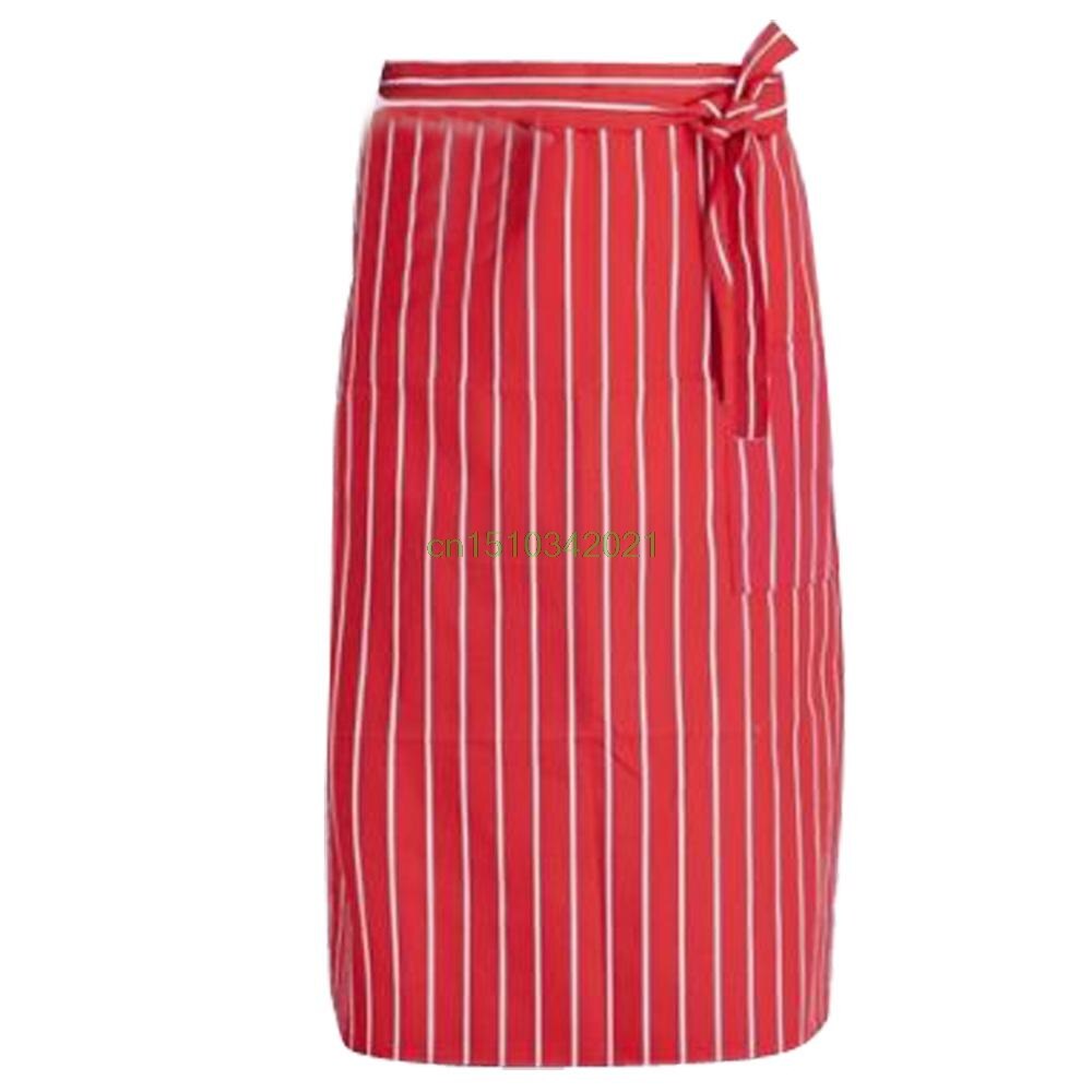 Delantales de cocina de longitud media, delantal de cintura larga, Catering, Chefs, camareros, uniforme,