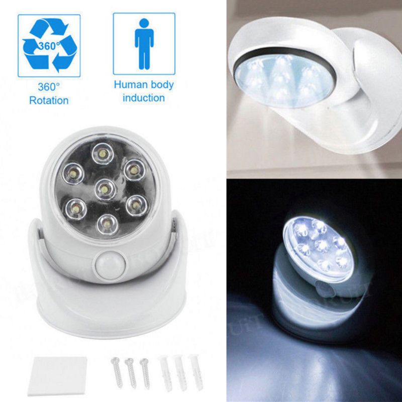 Wireless Infrared Motion Activated Sensor Light Lamp 360 Degree Rotation Motion Wall Lamps Toilet Night Outdoor Lights