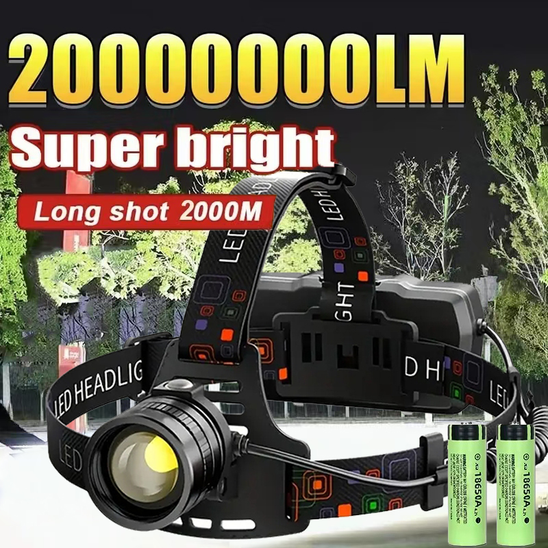 Usb genopladelig aluminiumslegering pandelampe super lysstærk frontpandelampe 3 lystilstande zoombare pandelamper