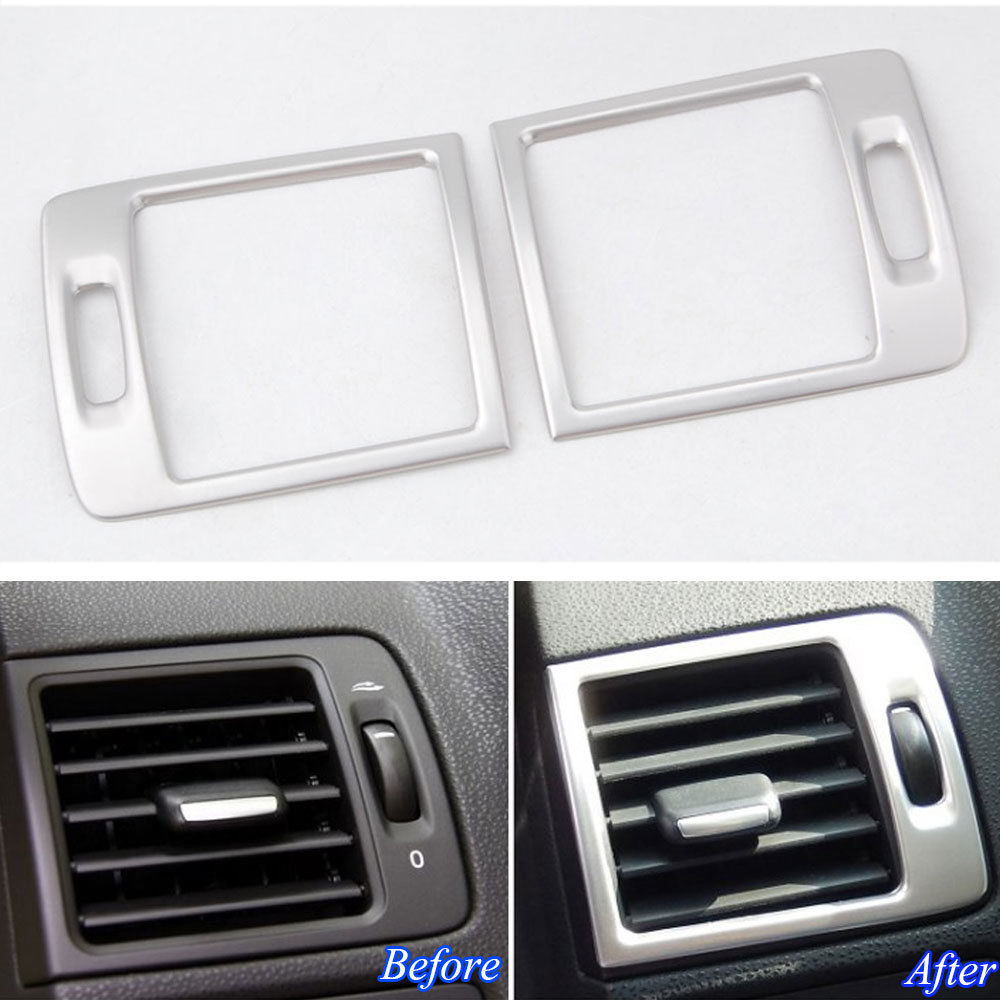 2Pcs Stainless Steel Car Front Side Air Conditioning Vent AC Outlet Cover Trims Frame Fit For Volvo C30 S40 V50 C70 Car Styling