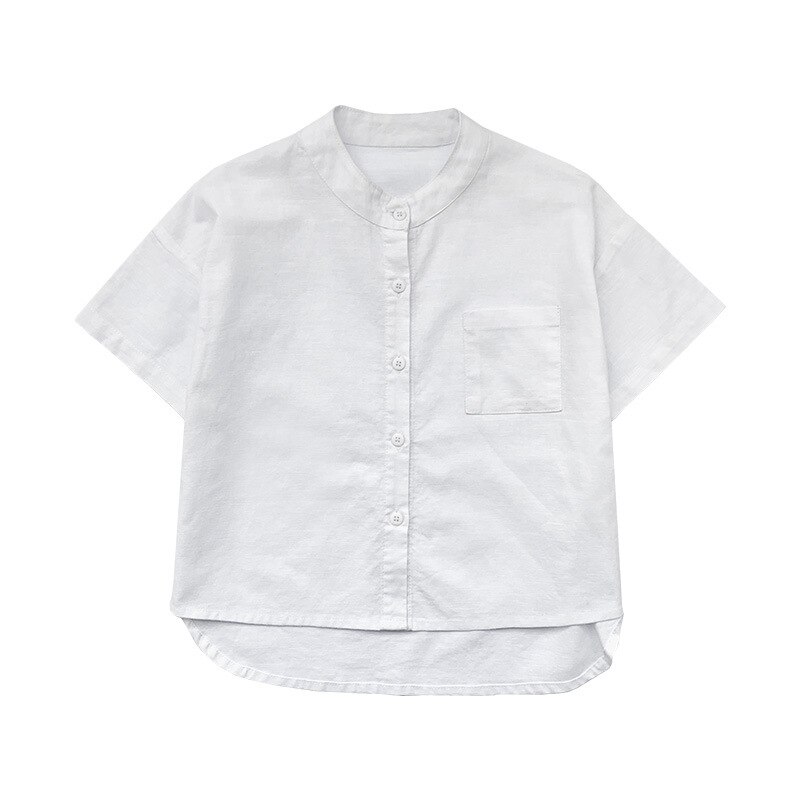 Zomer Baby Jongens Effen Kleur Dunne Korte Mouw Shirts Japanse Stijl Losse Casual Alle-Match Tops