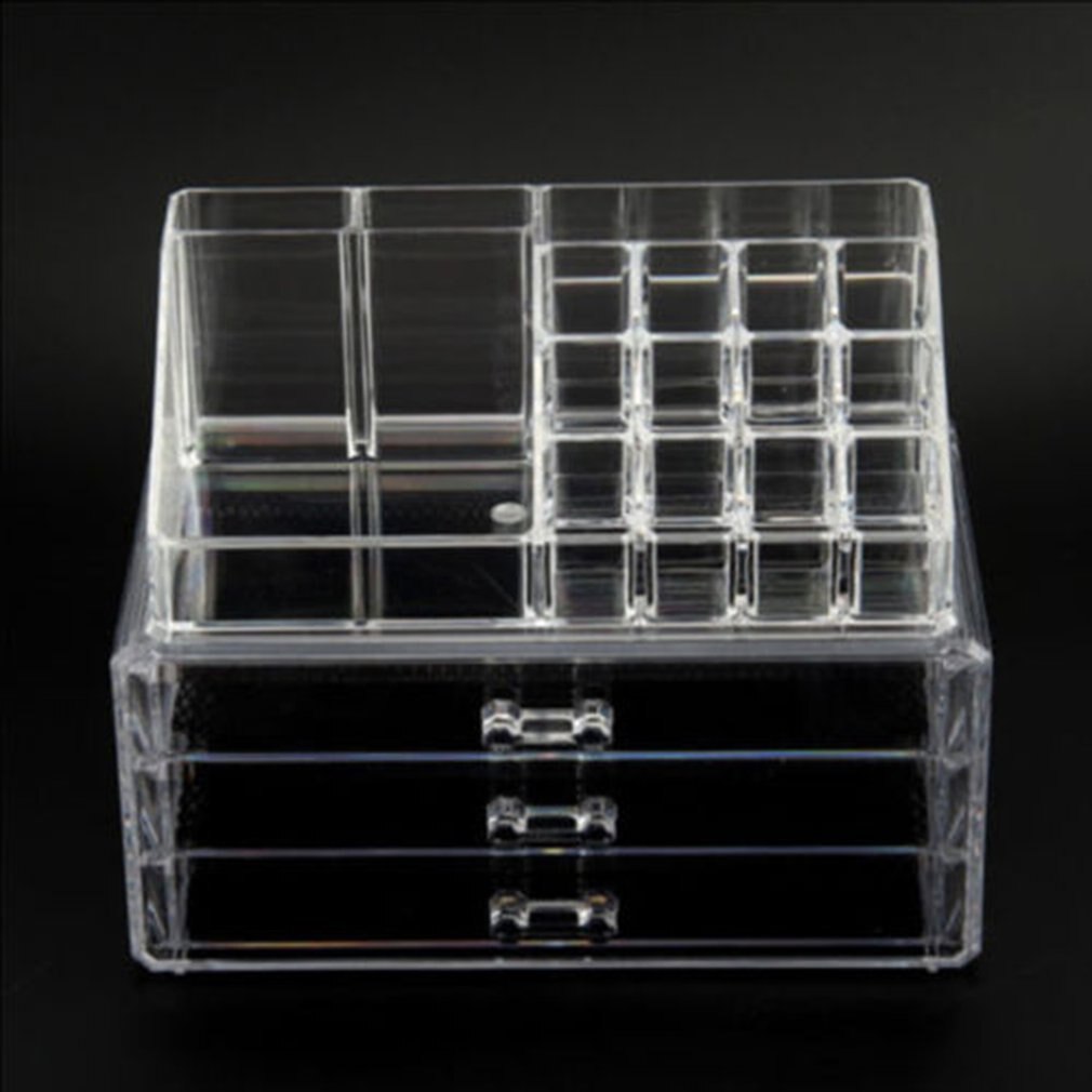 Organizador de cosméticos con cajones de 2 capas, caja de almacenamiento acrílica para escritorio, joyería, organizador de maquillaje