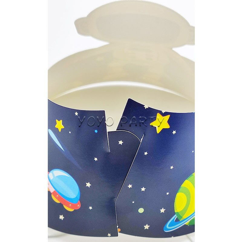 6 uds de cumpleaños sombrero de papel gorro para chico niño astronauta nave espacial Solar bebé ducha partido suministros Deco con banda elástica