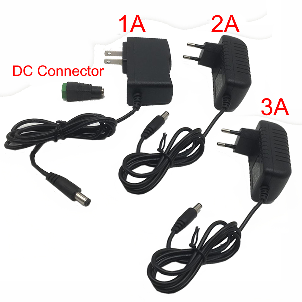 Eu plug  ac 100-240v to  dc 12v 1a 2a 3a 12w 24w power supply adapter cable 36w led strip lights/with plug