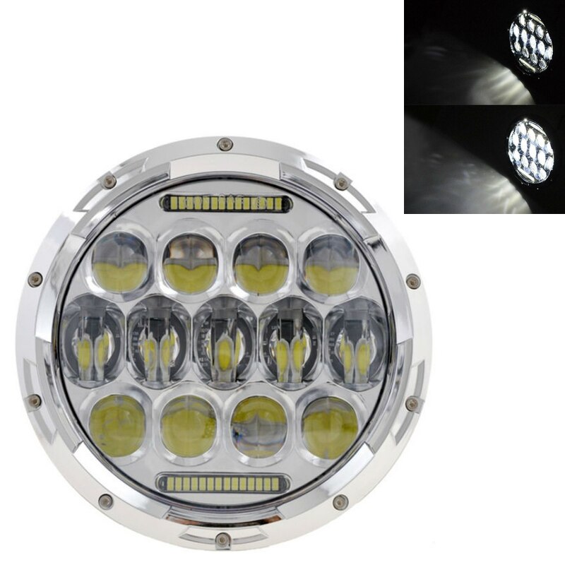 7Inch Ronde Led Koplampen + 4.5Inch Fog Passeren Lichten En Adapter Ring Voor Harley Touring Electra Glide Road king Street Glide: 75W Chrome