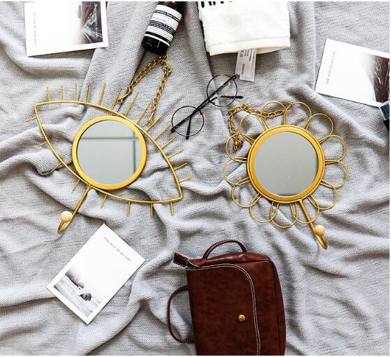 1pc scandinavische make-up kaptafelspiegels haak hangende wandspiegel vrouwen schoonheid make-up spiegels slaapkamer decor opbergrek plank  jl 241