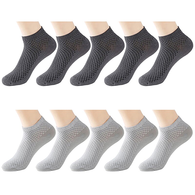 10 par/lot bambu strumpor herr andas antibakteriella korta strumpor herr business casual strumpor fyra säsonger storlek 38-43 euro: 5 järngrå 5 ljusgrå