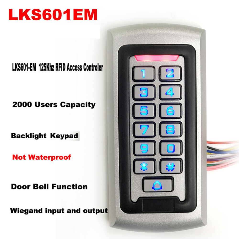 Ip68 vandtæt baggrundsbelysning rfid-kort standalone adgangskontrolelæser tastatur 2000 brugere 125 khz em kort døråbner system: S600em