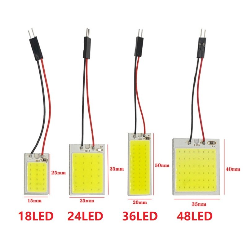 2/4/10 Uds accesorios de Interior de coche 18/24/48 SMD T10 4W 12V COB Panel Interior de coche luces LED bombilla de lámpara luz de techo de coche Panel de coche