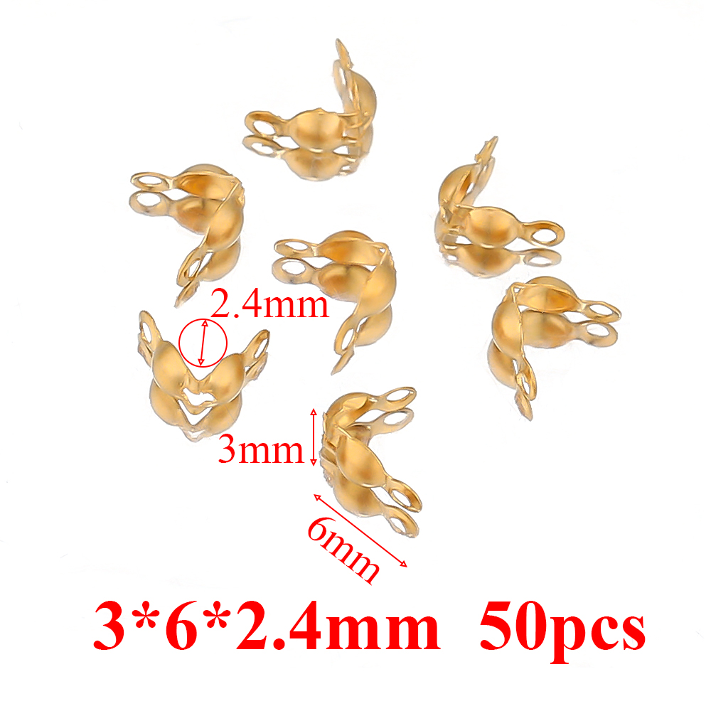 50–100 Stück Gold passend zu Edelstahl Kugelkette Calotte Crimps Perlen Verbinder Endverschlüsse für DIY Armbinde Halskette Herstellung: Gold