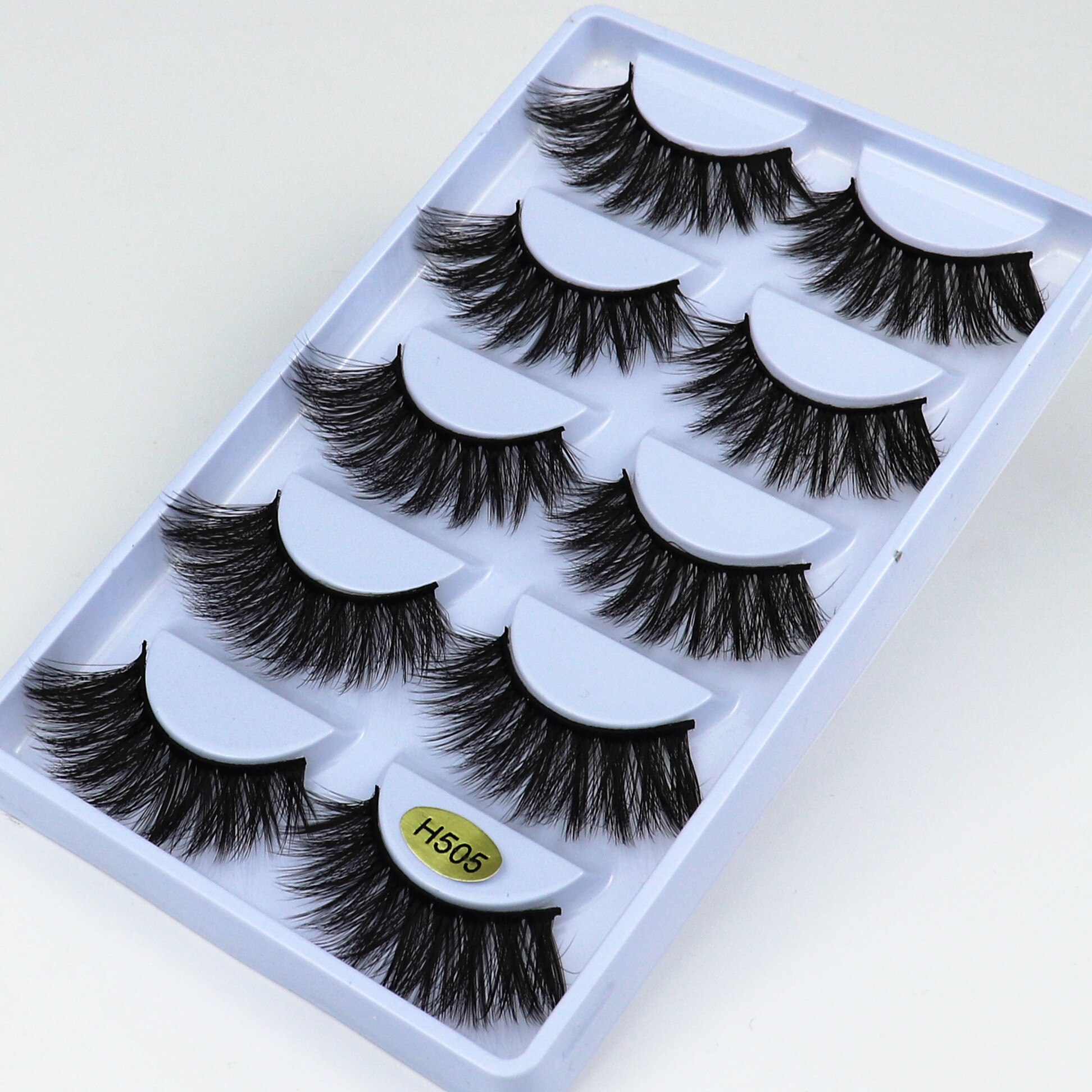 MIOFIA 3D ciglia finte in visone 20mm ciglia finte naturali 5 paia faux cils pack ciglia trucco estensione ciglia in seta maquiagem: H505