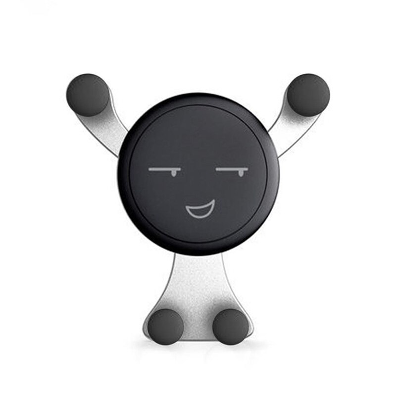 Gravity Auto Telefoon Houder Air Vent Mount Mobiele Smartphone Houder Voor Telefoon In Auto Glimlach Gezicht Beer Mobiele Telefoon Houder stand GPS: Smiley face Silver