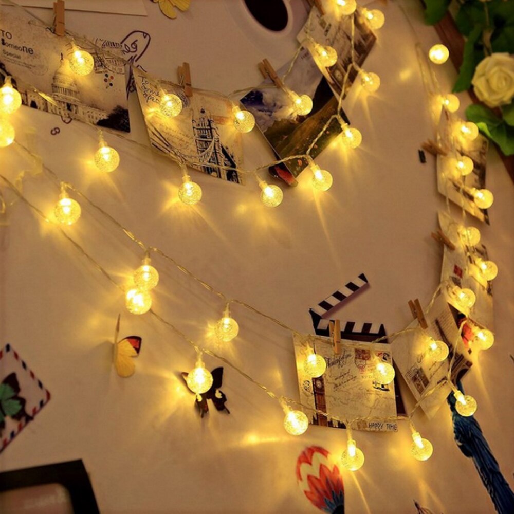 1.5M 3M 6M LED Crystal Ball Garland String Lights Flash Indoor Lamp 10/20/40 LED Fairy Lights Battery/USB Operated