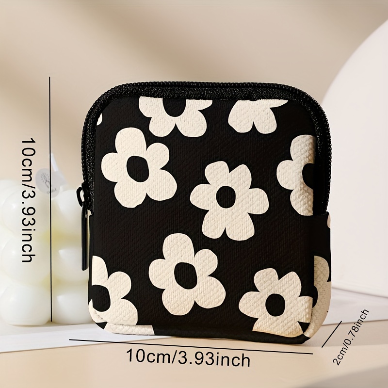 1 small flower pattern printed large capacity coin wallet, digital printed coin wallet storage bag, ideal choice for